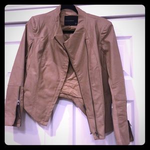 Cropped faux leather jacket